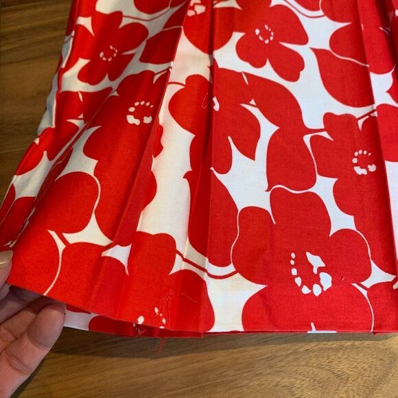 Mario Serrani skirt, red wht floral print, box pleat swing style, EUC ,Italian - Picture 10 of 16